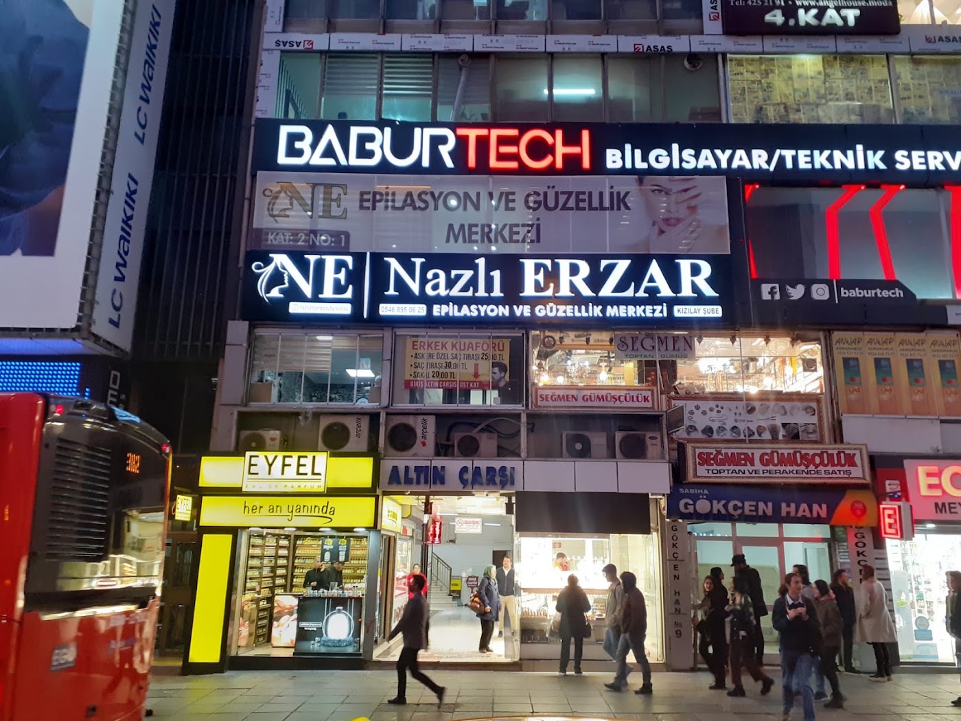 Nazlı Erzar Kızılay şubesi — Ziya Gökalp Caddesi cephesi ve ışıklı tabela